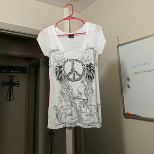 Bling peace sign t-shirt